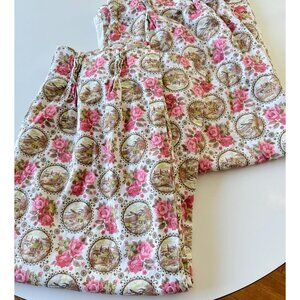 Vintage 1960s curtains, Provencal roses and country, pleated, price for one pair